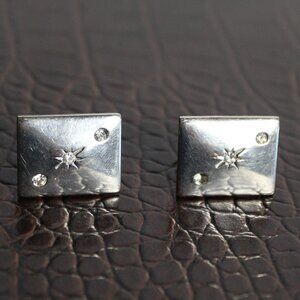 ⚡️BUY 3 for $55⚡️ Vintage Cuff Links Silver Tone with 3 Rhinestones in Each